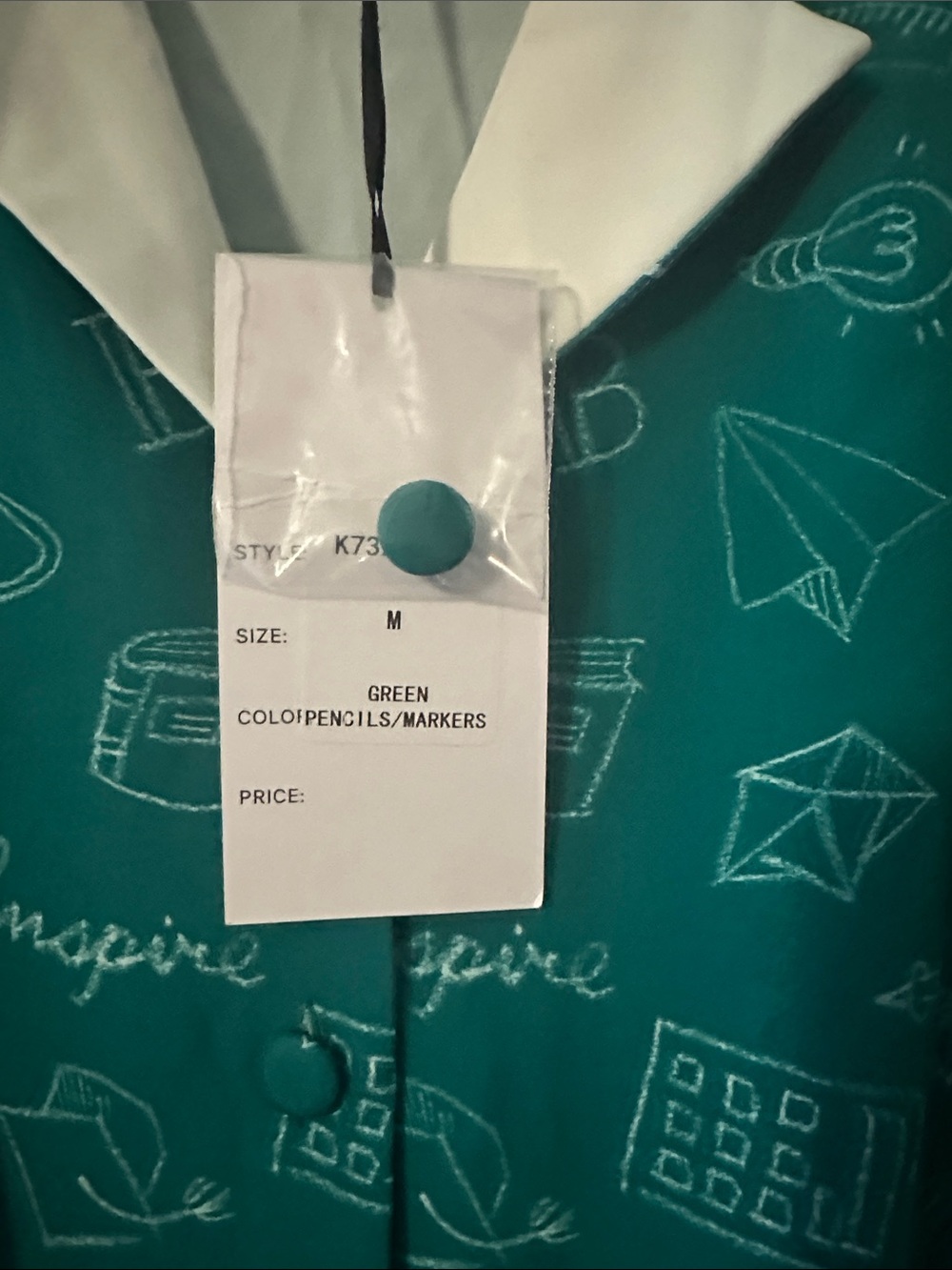 Unique Vintage Teal Dress with White Trim and Colorful Pencil Hem, Size M (6-8) - Picture 2 of 12